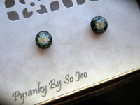 Tiny Blue Flowers Stud Earrings Pysanky Eggshell Jewelry by So Jeo : pysanky sojeo so jeo pysanka ukrainian easter egg batik art eggshell artist design designs finch parakeet lovebird tiny actual earrings jewelry pendants pysanka ukrainian easter egg batik art eggshell artist design designs earrings jewelry pendants